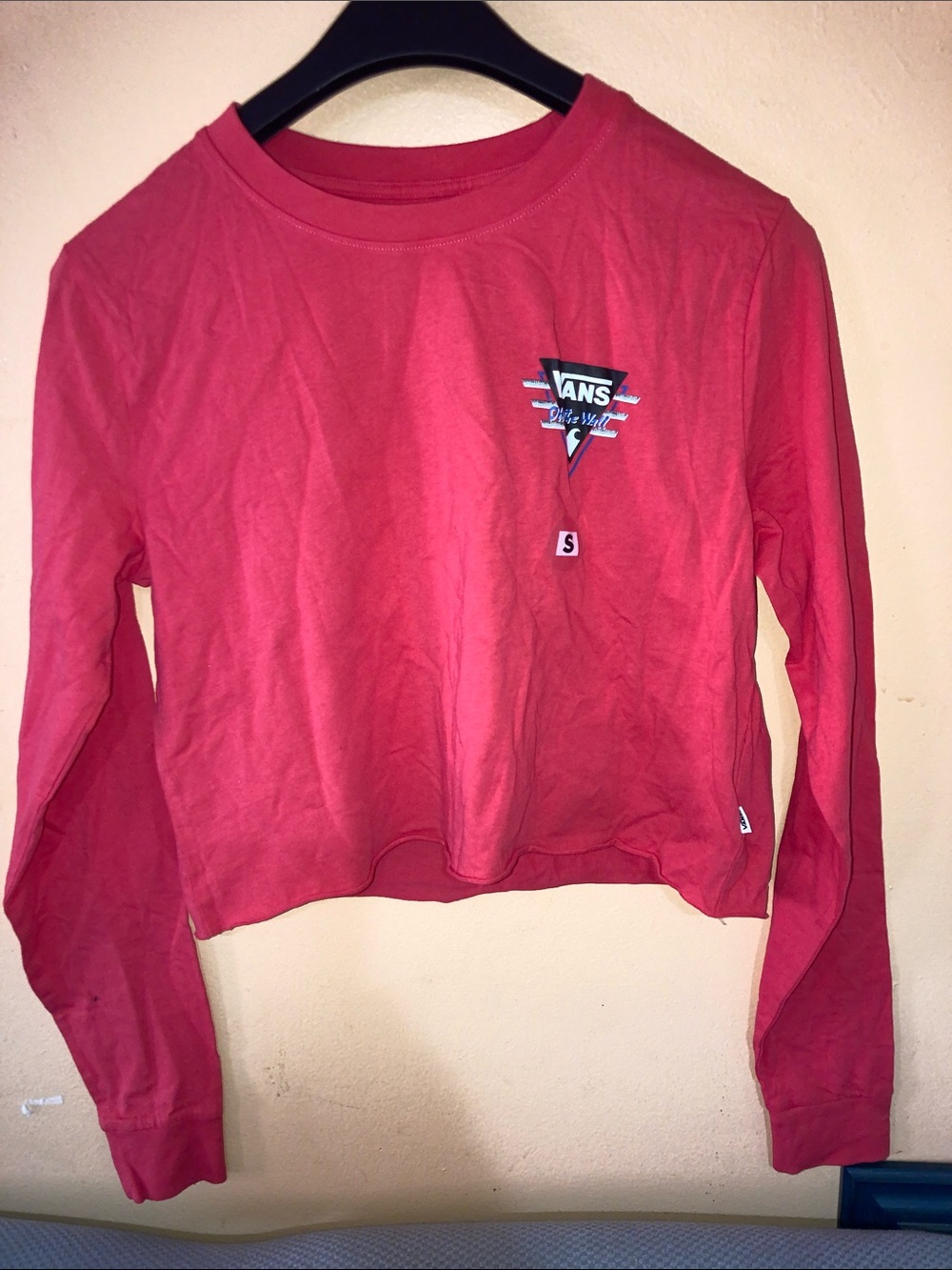 Vans Rose-Red Cropped Long-Sleeve Tee